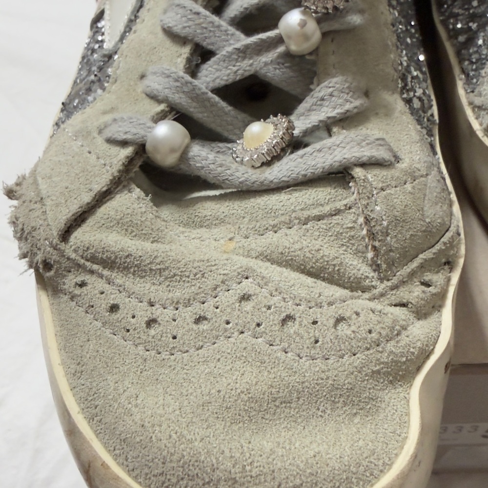 Golden Goose High-Top Sneakers with Silver Glitter Star size EU40 - Picture 12 of 13